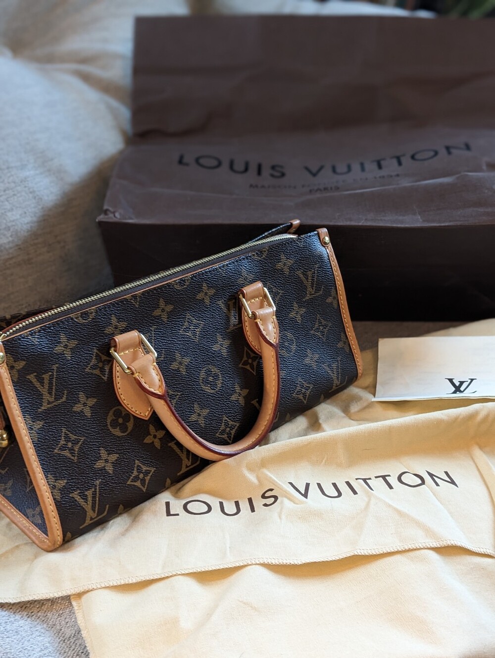 Louis Vuitton Monogram Canvas Brown and Tan Satchel Clutch